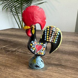 Vintage Portugal Pottery Earthenware Small Rooster Figurine.